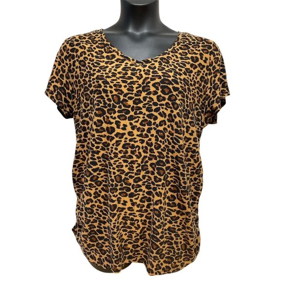 Maternity XXL (20) Soft and Stylish Cheetah Print Shirt by Time & Tru Rouched - Picture 1 of 3